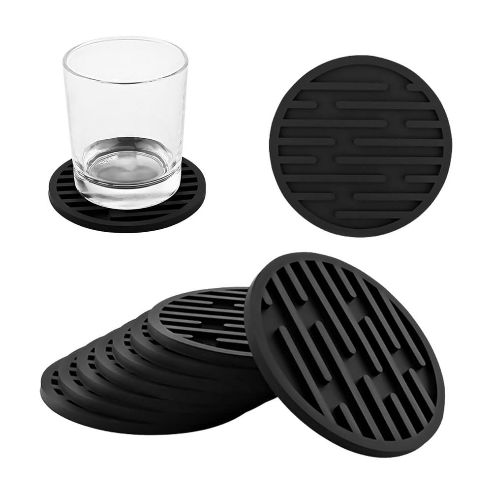 5 pcs BLK WTE Round Silicone Coasters Non-slip Cup Mats Pad Drinks Table Glasses 