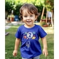 thumbnail image 2 of Olive Loves Apple 2nd Birthday Rocket Astronaut Themed T-Shirts with Moon Balloon and Planets for Boys and Girls Vintage Royal Shirt 4T, 2 of 7