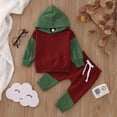 thumbnail image 3 of Gibobby Conjunto para bebé niña Conjunto de ropa con capucha y estampado de colores de retazos de manga larga para niños pequeños, pantalones, 2 uds.(Verde,18-24 Meses), 3 of 5