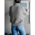 thumbnail image 4 of Women'S Winter Autumn Solid Color Lantern Sleeve Long Sleeve Sweater Pullover Coat Grey XXL, 4 of 5