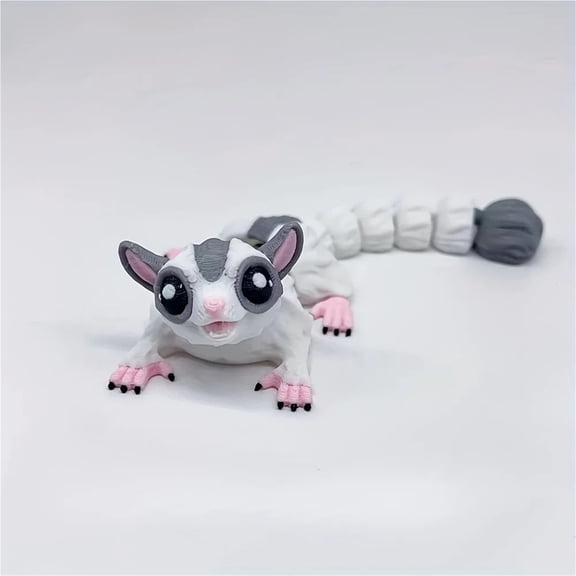 2pc 3D Printed Sugar Glider Figurine - Poseable Limbs & Tail, Adorable Miniature Wildlife Art, Unique Birthday & Holiday Gift