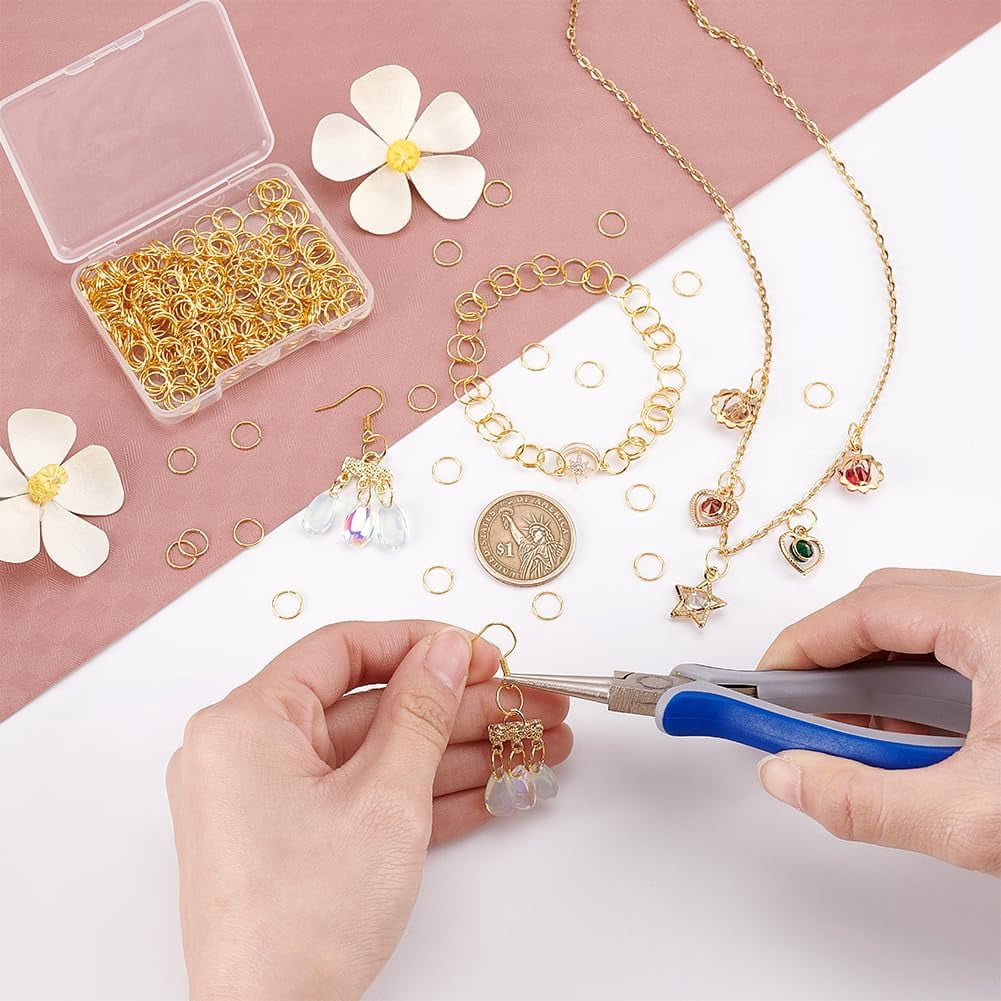 18K Gold Plated Open Jump Ring 400pcs 8mm Linking Ring Brass Jump Ring 18 Guage O Rings Jewellery Connectors Strong Jump Rings DIY