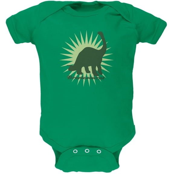 Sunburst Brontosaurus Kelly Green Soft Baby One Piece - 6 month