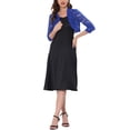 thumbnail image 2 of INSPIRE CHIC Cardigan Court Élégant à Col à Volants pour Femmes, Haut en Dentelle Florale Transparente Bleu Marine TP, 2 of 7