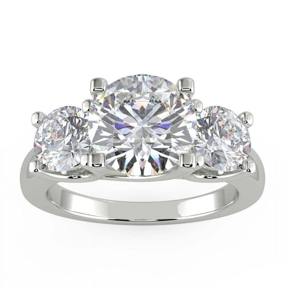 3.00 Ct Luxurious Round Moissanite 3 Stone Anniversary Ring for Ladies Solid 14K White Gold Size 7 (D/VVS1) by Diamond-Capitals