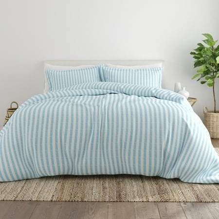 Noble Linens Light Blue Puffed Rugged Stripes 2 Piece Duvet Set 2-Piece Duvet Cover Set, Twin/TwinXL