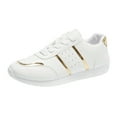 thumbnail image 5 of Rokment Womens Metallic Gold Low Top Fashion Sneakers Trendy Casual Leather Running Walking Tennis Flat Shoes White Size 8.5, 5 of 6