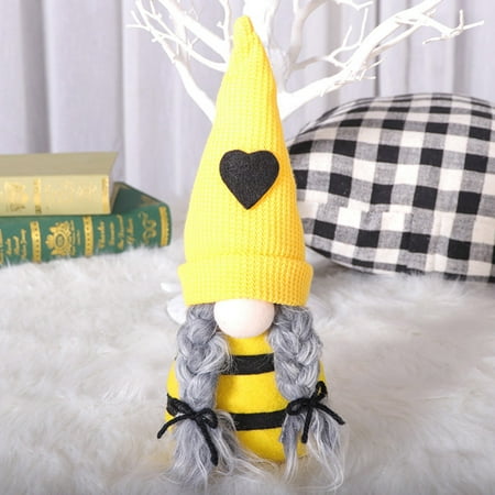

Hxoliqit Bees Festival Decoration Without Face Doll Knitting Plush Doll Gnome Japanese Decyl Furnishing Articles Window Decoration Desk Decorations Holiday Ornaments Desktop Ornament