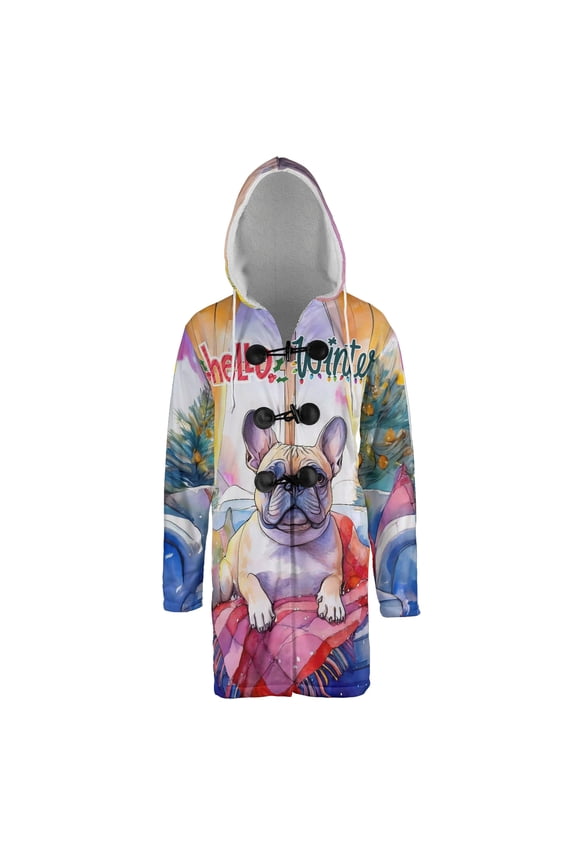 Watercolor Hello Winter Havanese Chill Christmas Welcome All Over Print 3D Hooded Duffle Toggle Coat Havanese Dog Lover Gifts Idea - 00016