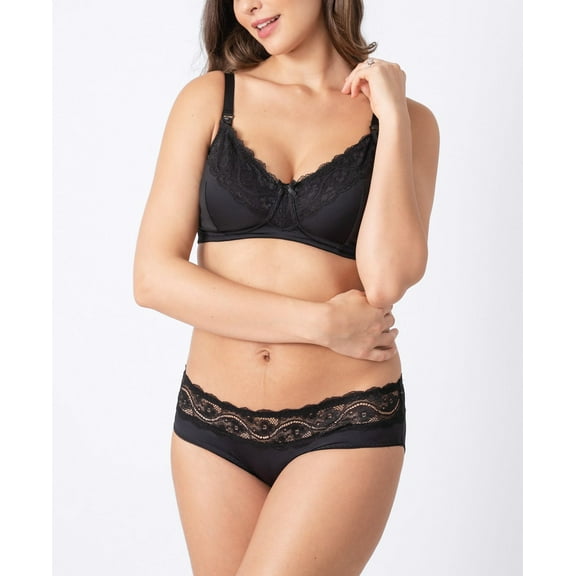 Seraphine Women's Seraphine Lace Trim Maternity and Nursing Bra, Black, Size 36DD