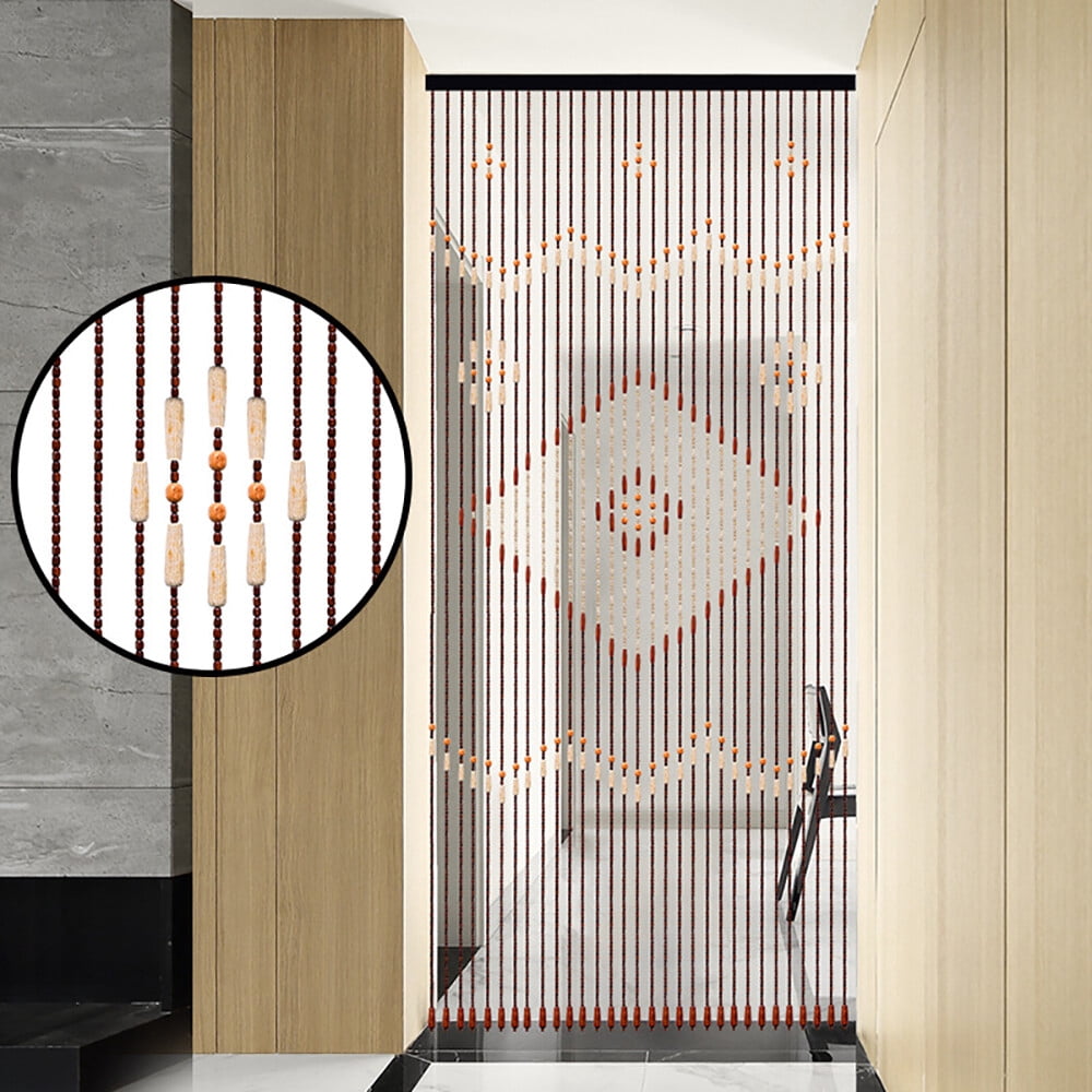 PEAKORA31 Line Bead Curtain, String Door Curtains Beaded Wooden Curtain Chocolate Brown For Home Doorways, Wardrobes