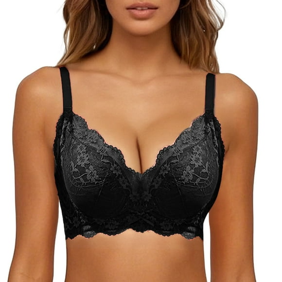Bmisegm Soutien-Gorge Rehausseur pour Femmes Rembourré avec Armatures Confort Dentelle Soutien Élégant Rehausseur de Décolleté Couverture Complète Design Non Doublé Soutien-Gorge Rehausseur-Up Élégant Noir 70AB