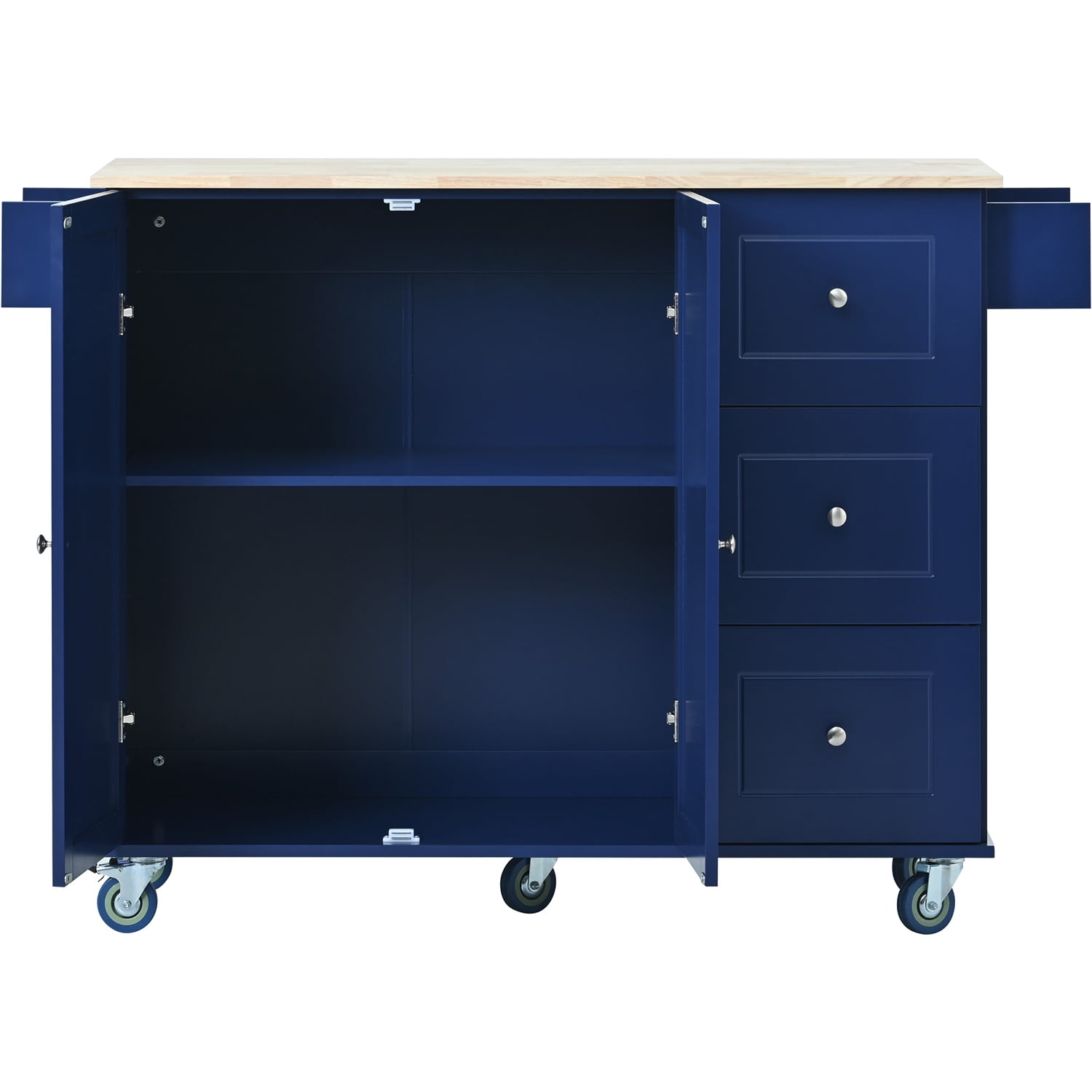 Kadyn Rolling Mobile Kitchen Island Cart, Rolling Bar Cart with Drop Leaf, Moveable Storage Cabinet for Home, Blue Kadyn Rolling Mobile Kitchen Island Cart, Rolling Bar Cart with Drop Leaf, Moveable Storage Cabinet for Home, Blue