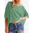 thumbnail image 5 of Women's Sleeve Crewneck T Shirts Loose Casual Summer Tops Comfy Basic Tees, 5 of 5
