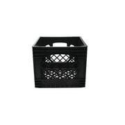 Juggernaut Storage 16QT Heavy-Duty Plastic Milk Crate Black with Built-in Handles