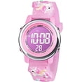 thumbnail image 1 of Reloj para niños para niñas, reloj deportivo digital para niños, relojes electrónicos multifunción impermeables con retroiluminación LED de 7 colores para niños de 3 a 12 años (rosa) JM, 1 of 5