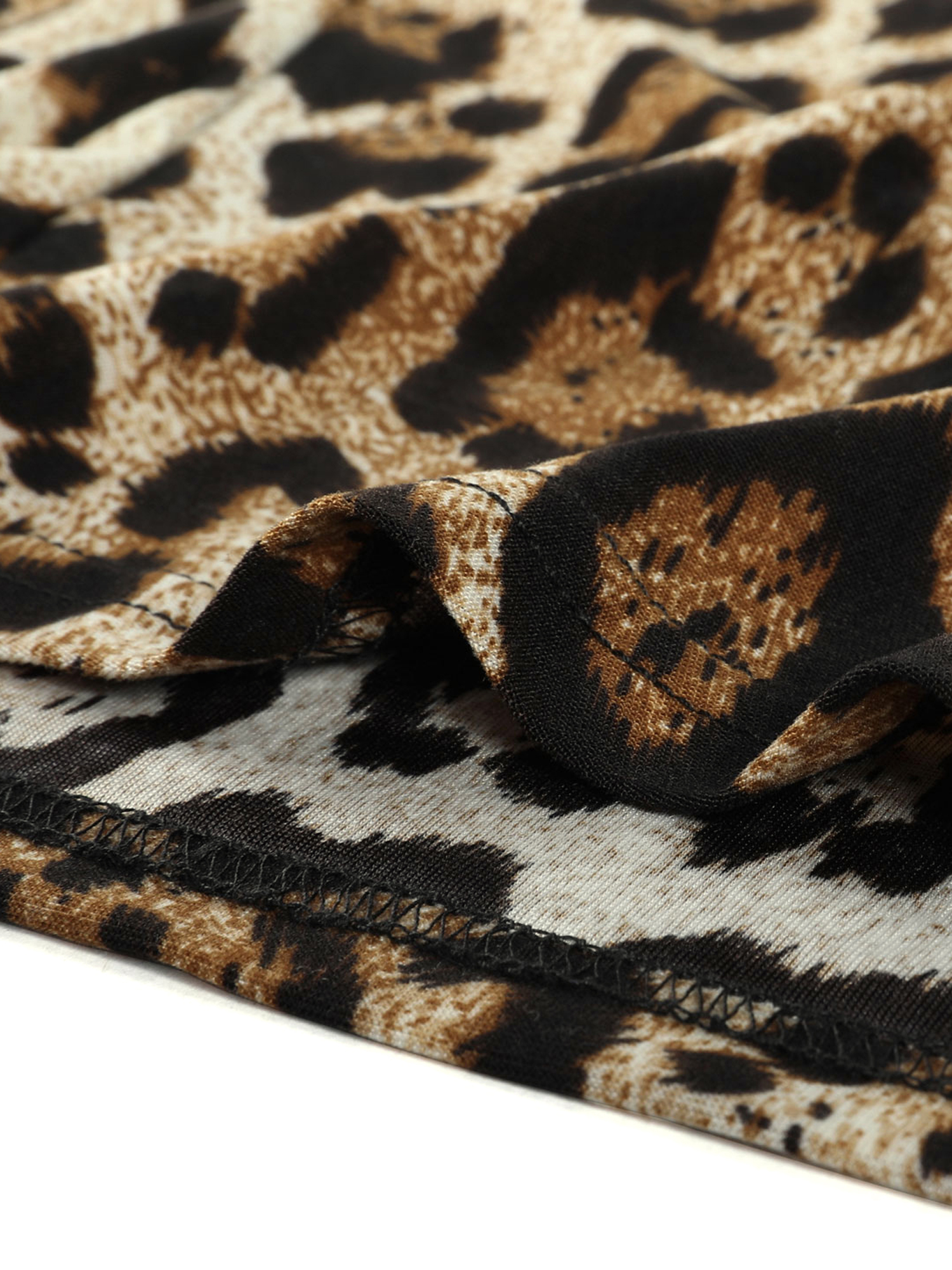 Unique Bargains Juniors' Plus Size Leopard Front Open Asymmetrical Cardigan 3X Beige