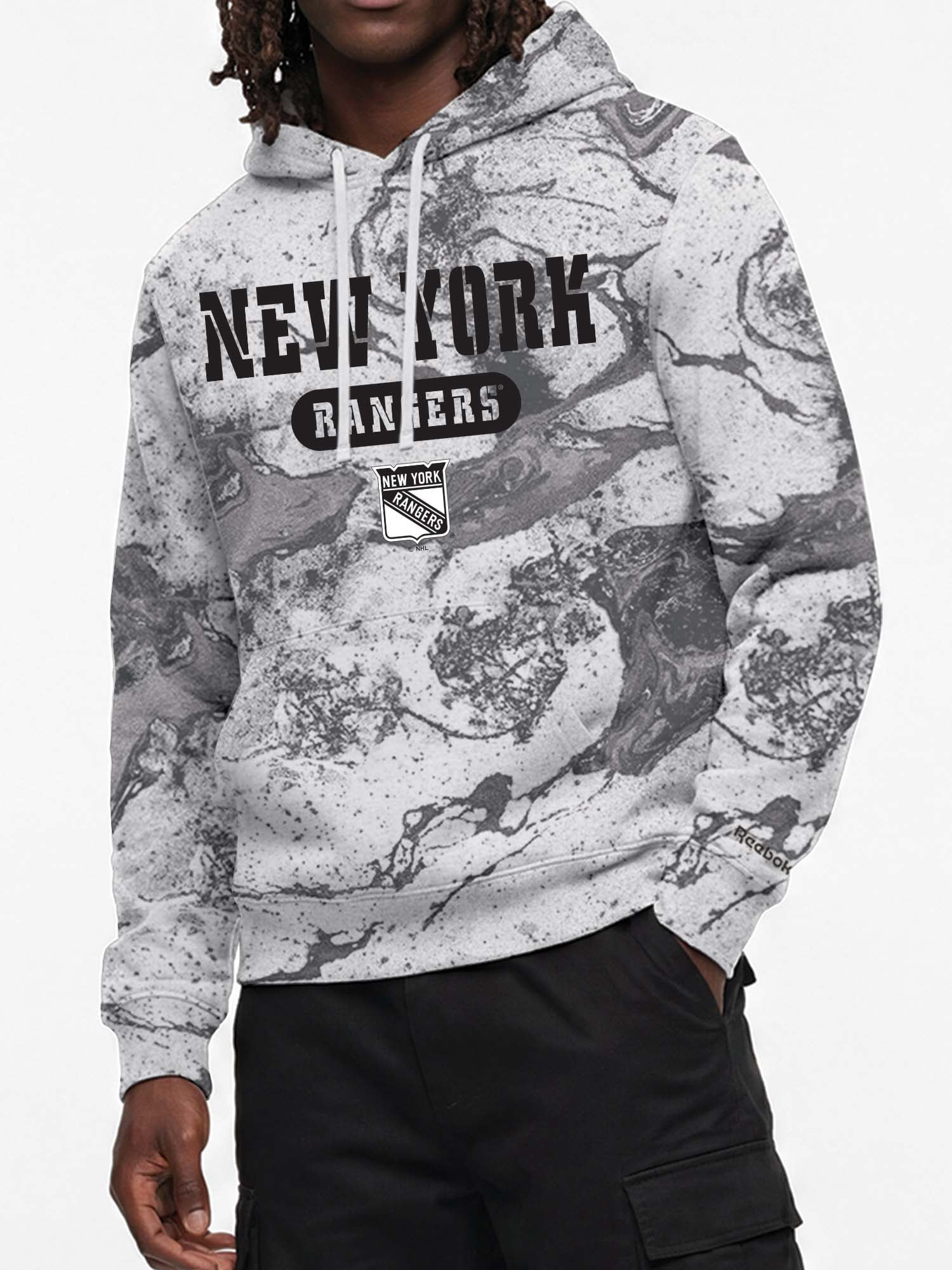 New York Rangers Reebok Mens All Over Print Hooded Sweatshirt