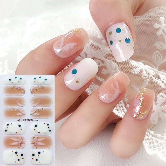 Pegatinas de uñas de imitación de diamantes para hornear sin gel, pegatinas de uñas de alce y copos de nieve para Halloween y Navidad, pegatinas de uñas DIY