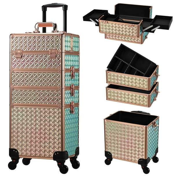 Estuche de maquillaje Stagiant Rolling Cosmetology con ruedas en oro rosa
