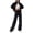 Black-1, variant on Womens Fashion High Collar Zipper Sports Set Two Piece Sports Hoodie Widening Edition And Running Pants L,ZQ-1