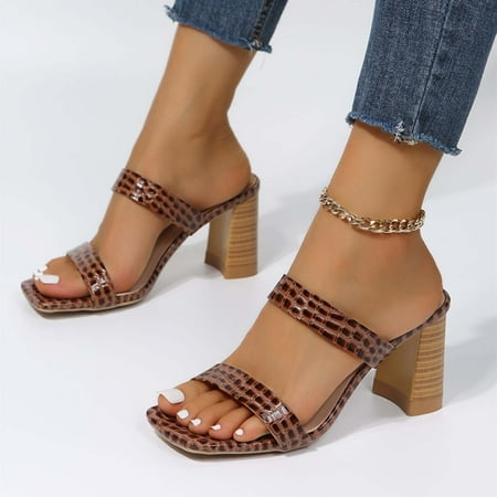 

Lydiaunistar Women s Slippers Clearance Women s Summer Fashion Casual Slippers High-heeled Shoes Outdoor Slippers Brown 5.5