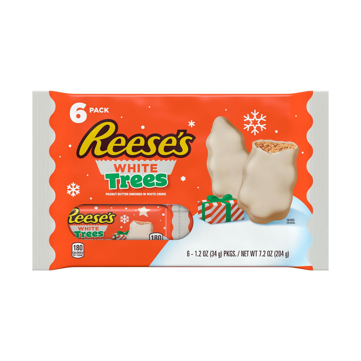REESE'S, White Creme Peanut Butter Trees Candy, Christmas, 1.2 oz, Packs (6 Count)