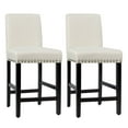 thumbnail image 1 of Costway Set of 2 25'' Kitchen Breakfast Chairs Nailhead Barstools Beige, 1 of 10