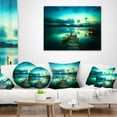 thumbnail image 4 of Designart Wooden Jetty and Boat in Sea - Seascape Throw Pillow - 12x20, 4 of 5