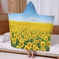 thumbnail image 5 of Blue Sky Sunflower Field Pattern Hooded Bath Towel，60"x35" for Ages 3 To 12 Kids, Quick Dry Lightweight Soft Microfiber Hood Beach Towel Cover Up for Kids, 5 of 7