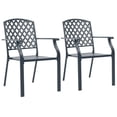 thumbnail image 1 of Stackable Outdoor Dining Chair Set of 2, Mesh Black Steel, 17 Inch, 1 of 1