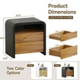 thumbnail image 3 of 24" Black & Walnut Modern Nightstand with Curved Anti-Collision Design, 2 Drawers & Open Wood Shelf, Farmhouse Bedside End Table for Bedroom, 3 of 9