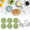 thumbnail image 2 of BMYJ 6Pcs Silicone Drink Coasters for Coffee Table with Holder, Thickened for Wooden Table, Cup Mat for Hot or Cold Drinks, Non-Slip Non-Stick Deep Tray Coasters, 2 of 9