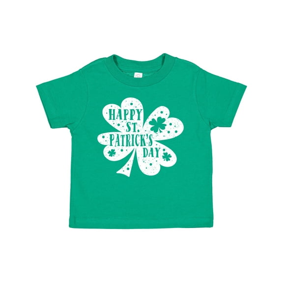 Inktastic Happy St. Patrick's Day Shamrock Silhouette in White Boys or Girls Toddler T-Shirt
