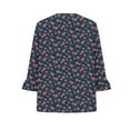 thumbnail image 4 of QQAMB Womens T-Shirts Plus Size 3/4 Sleeve Casual Printed V-Neck Pleated Summer Trendy Tunics Blouses Navy 5XL, 4 of 5