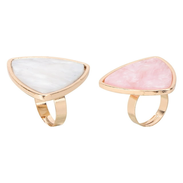 SHISUYAN 2pcs Resin Nail Art Ring Palettes Shell Finger Ring Plate Mixing Palettes