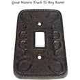 thumbnail image 3 of Urbalabs Western Floral Star Horseshoe Cast Iron Rustic Decorative Light Switch Outlet Wall Plate Covers Rustic Light Switch Covers Single Double 2 Gang Switch Plates (Horseshoe Single Switch), 3 of 7