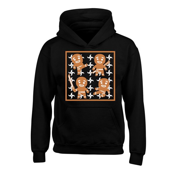 Awkward Styles Xmas Hoodies for Kids Youth Gingerbread Ninja Christmas Pattern Sweatshirt