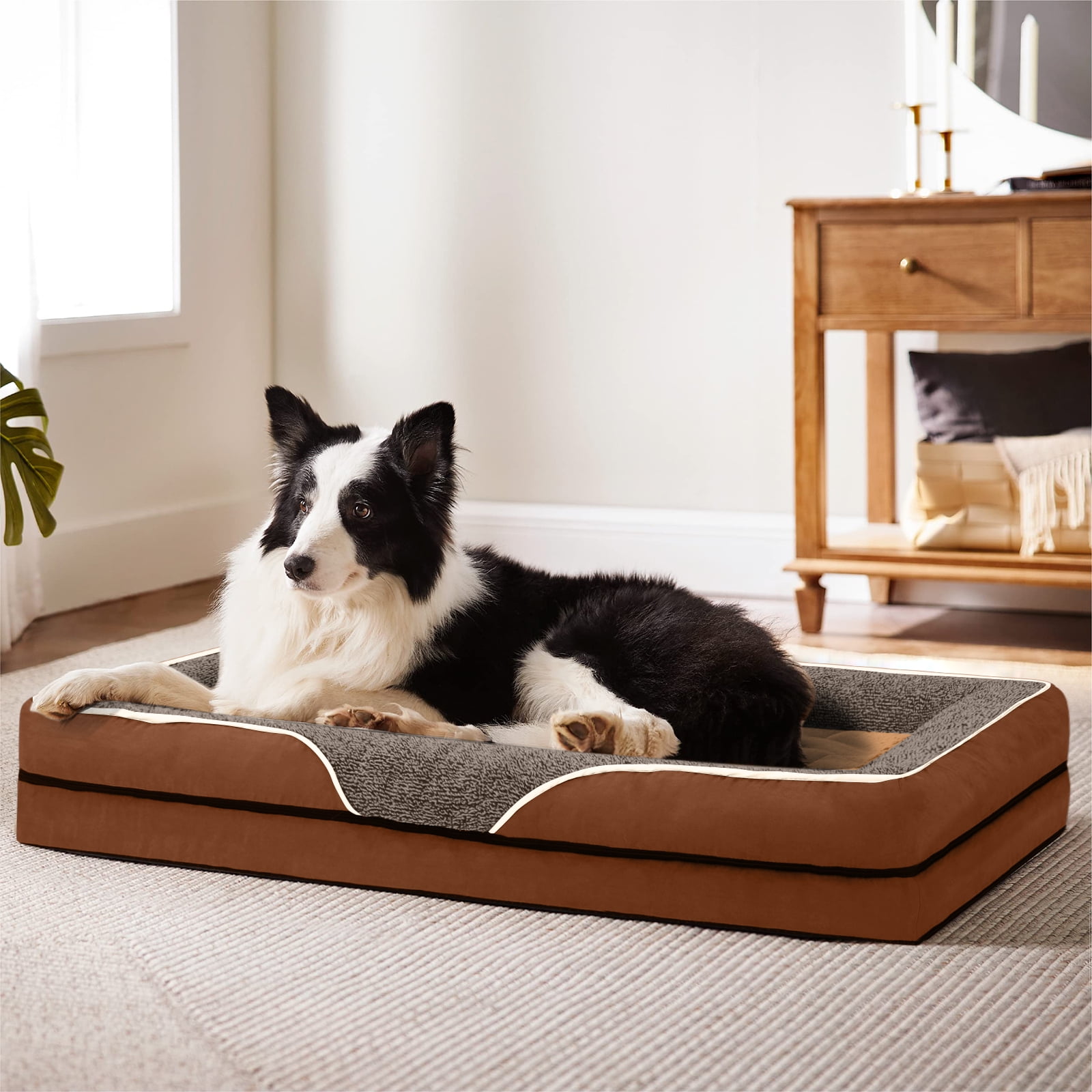 PayUSD Dog Beds for Large Medium Small Dogs Orthopedic Pet Bed Sofa Supportive Egg Crate Foam Animal Couch with Removable Washable Cover Non Skid Bottom S to XL