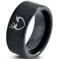 thumbnail image 1 of Tungsten Deer Love Band Ring 9mm Men Women Comfort Fit Black Flat Cut Brushed Polished, 1 of 4