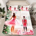 thumbnail image 2 of jejeloiu Christmas Nutcraker Soldier Bed Sheets,Pink Ballet Girl King Sheets,Girl Xmas Gifts Sheet Set For Kids,Ultra Soft Home Decor,4pcs, 2 of 7