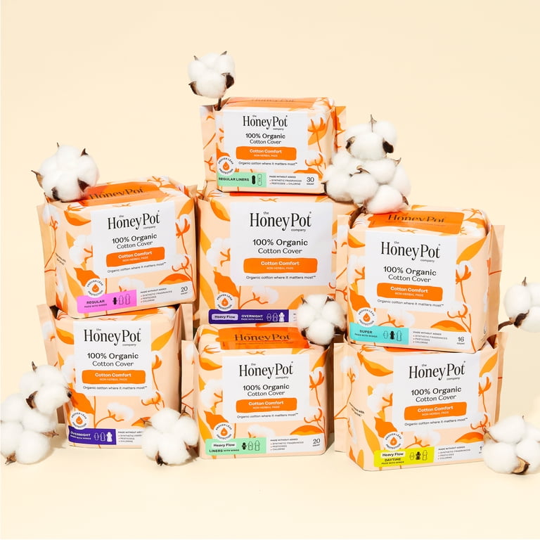 The Honey Pot Company Non-Herbal Regular Pads with Wings, 20 ct