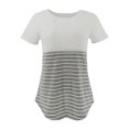 thumbnail image 4 of VEKDONE Stripe Nursing Shirts for Women Short Sleeve Crewneck Maternity Tops Double Laye Breastfeeding Tees Casual Stretchy Loose Pregnancy Clothes Camisa de Maternidad White XXXL, 4 of 7