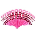 thumbnail image 2 of Ear Sheath-50 Pieces Ear Stretching Kit Acrylic Tapers and Plugs + Silicone Tunnels Ear Gauges Expander Set Body Piercing Jewelry, Pink Ear Expander for Ear Hole Expansion, Acrylicback to School, 2 of 9