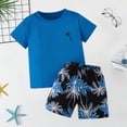 thumbnail image 2 of Boys Summer Outfits 2 Piece Clothing Set Tropical Short Sleeve T Shirt and Shorts Set Beach Vacation Clothes, 2 of 6