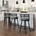 thumbnail image 6 of Amisco Render 30 In. Swivel Bar Stool - Taupe Grey Faux Leather / Black Metal, 6 of 9