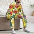 thumbnail image 7 of Yiaed Sunflower Cornflower Poppy Print Men’s Pajamas Set - Long Sleeve Button Down Sleep Shirt and Pajama Bottoms Sleepwear Set Mens Pjs Sets Men's Pajama Bottoms-Large, 7 of 7