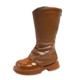 thumbnail image 2 of Girls Knee High Boots Fashion Lug Sole Side Zipper Tall Riding Boots for Toddler Little Kid Big Kid, 2 of 6