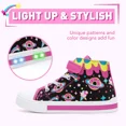thumbnail image 3 of MODEBYME Kids Toddler Light Up Sneakers Girls High Top Flashing Walking Canvas Shoes, Black, Size 10, 3 of 7