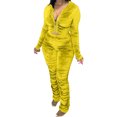 thumbnail image 4 of Honganda Ensemble Deux Pièces Haut à Capuche Plissé Mince avec Fermeture Éclair et Pantalon, 4 of 6